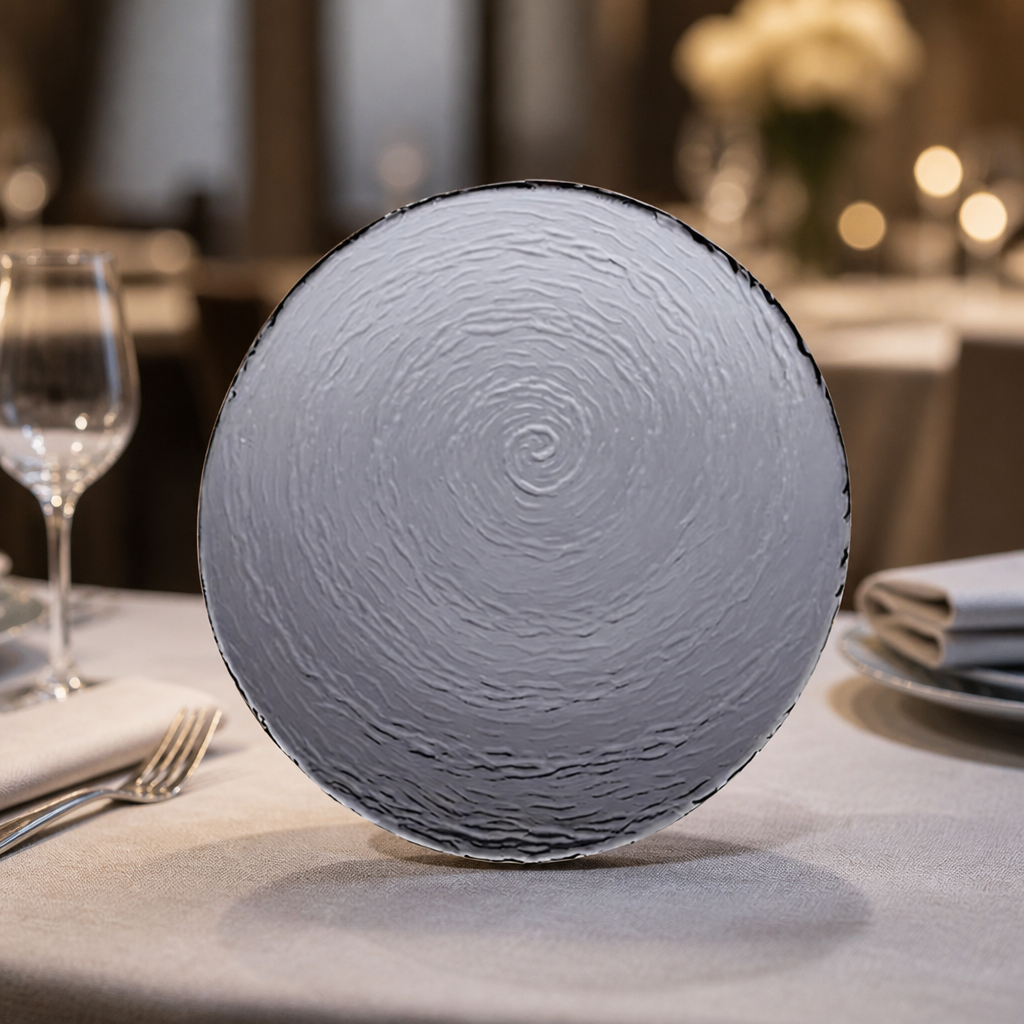 300mm Smoked Glass Platters - 6 Pack Commercial Dining Set