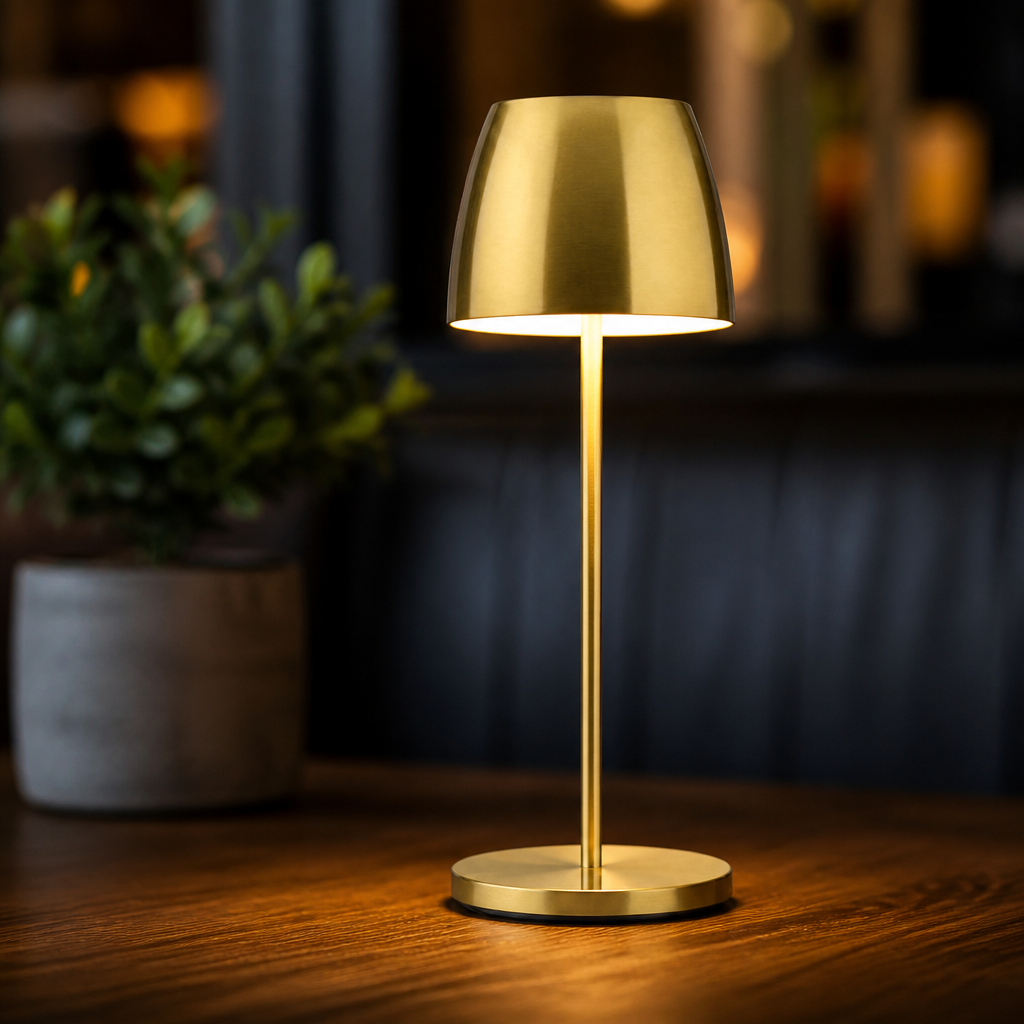 300mm Cordless Table Lamp in Brushed Gold Finish - 6 Pack