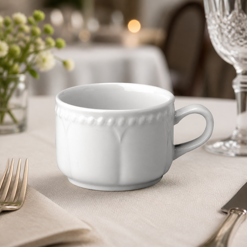 Commercial Stackable Tea Cups 212ml - 24 Pack Porcelain
