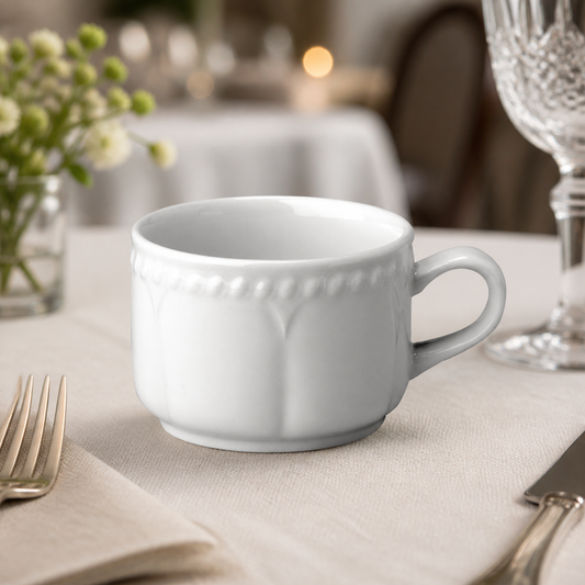 Commercial Stackable Tea Cups 212ml - 24 Pack Porcelain