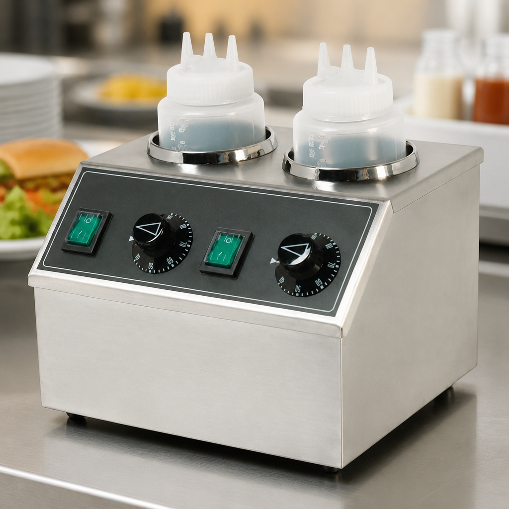 Commercial Double Electric Topping Warmer for Sauces and Chocolates