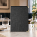 Commercial Faux Leather Menu Cover A4 Black 4 Sheet Display