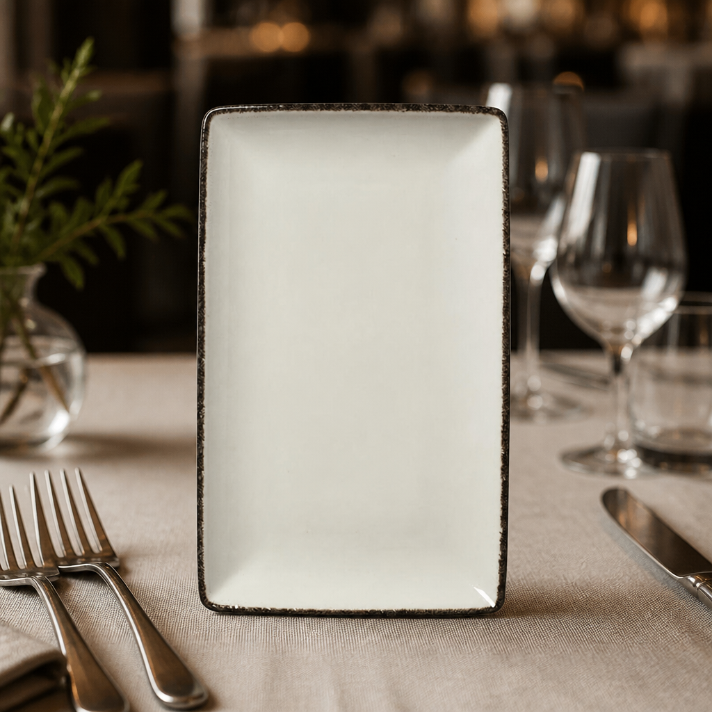 Commercial Charcoal Dapple Rectangle Plates 270 x 167mm 6 Pack