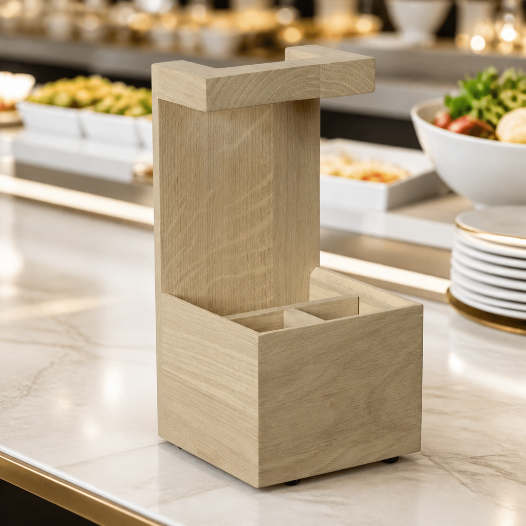 Commercial Condiment Holder Table Caddy 310mm Oak Finish