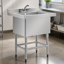 Commercial Deep Pot Sink with Raised Lip and Adjustable Legs