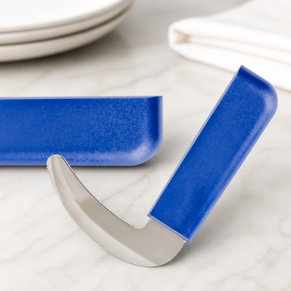 Commercial Curved Knives Set of 12 - Stainless Steel Blue Handles