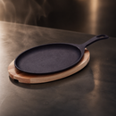 Commercial Cast Iron Fajita Sizzler with Teak Base 305x185mm