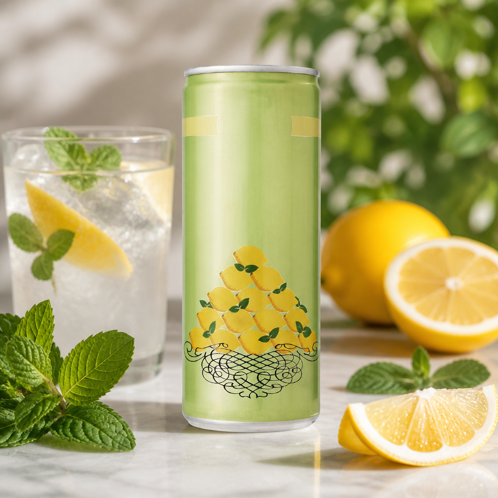 Commercial Sparkling Soft Drink Lemon & Mint 250ml Can 12 Pack