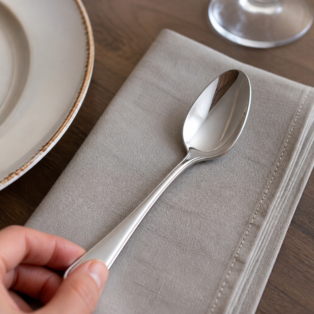 Set of 12 commercial stainless steel teaspoons for catering