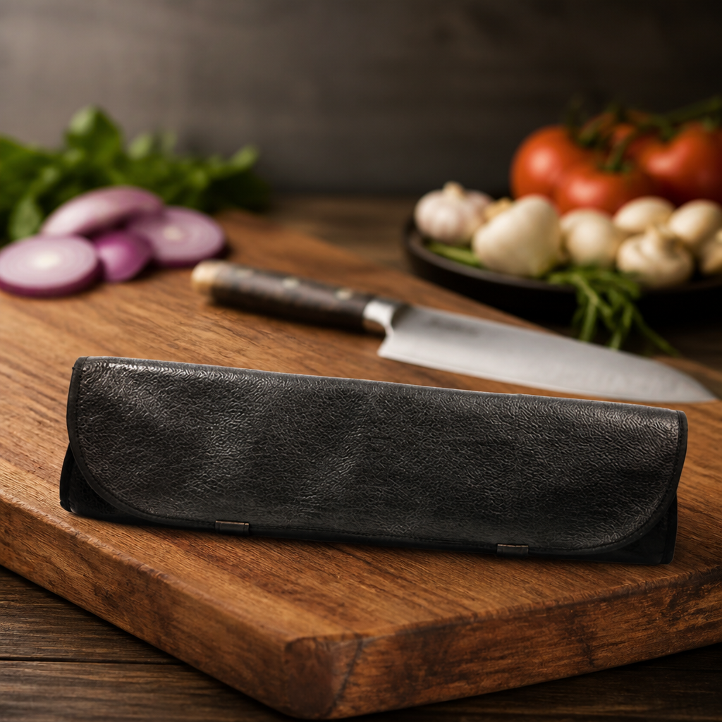 Leather Knife Roll for 6 Knives - Chef's Travel Storage Bag