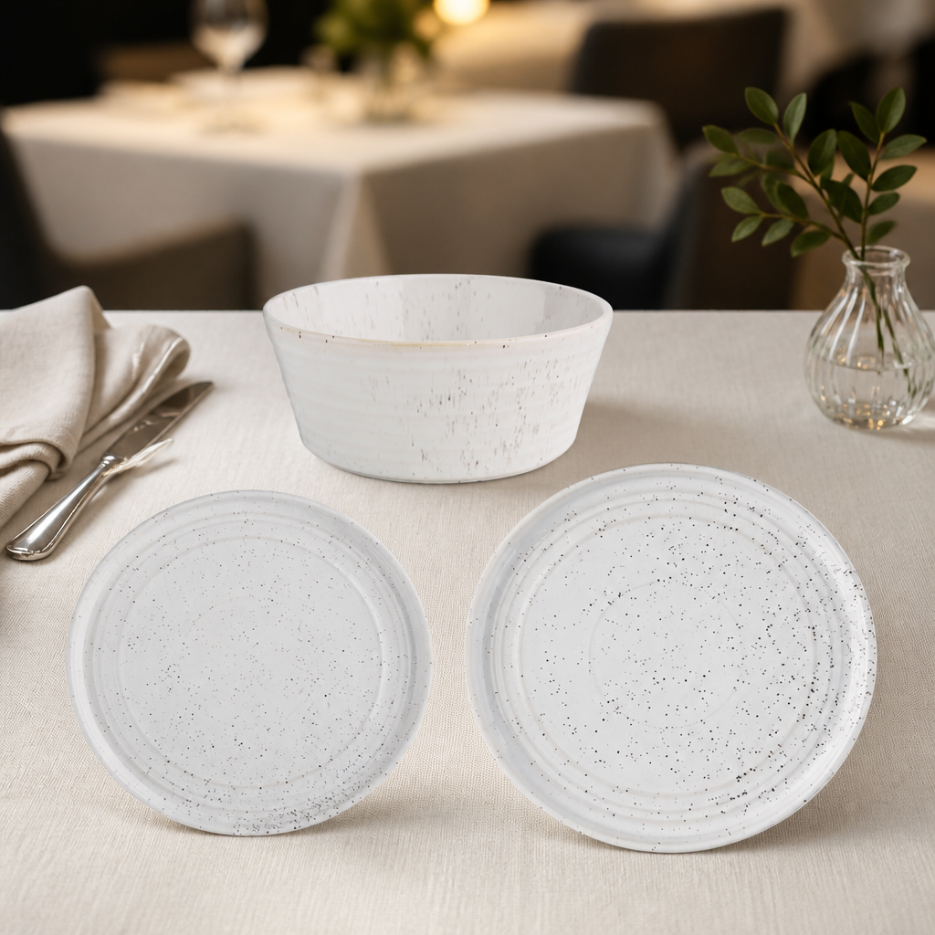 18-Piece Commercial Speckle Dinner Set Dishwasher Safe