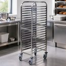 Commercial Stainless Steel Tray Trolley 20 Shelves 1700mm High