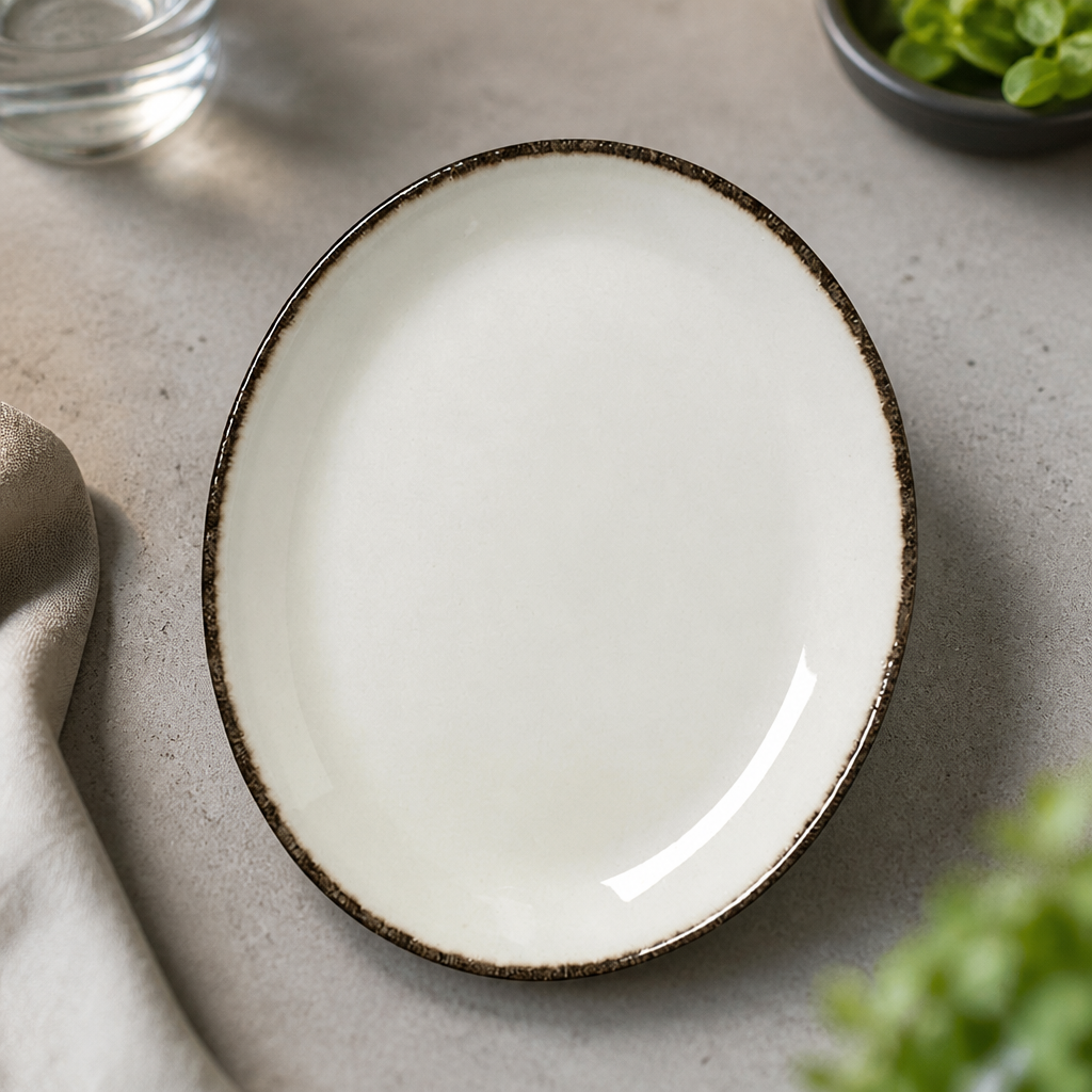 Charcoal Dapple Oval Coupe Plates 202mm - 24 Pack Commercial Crockery