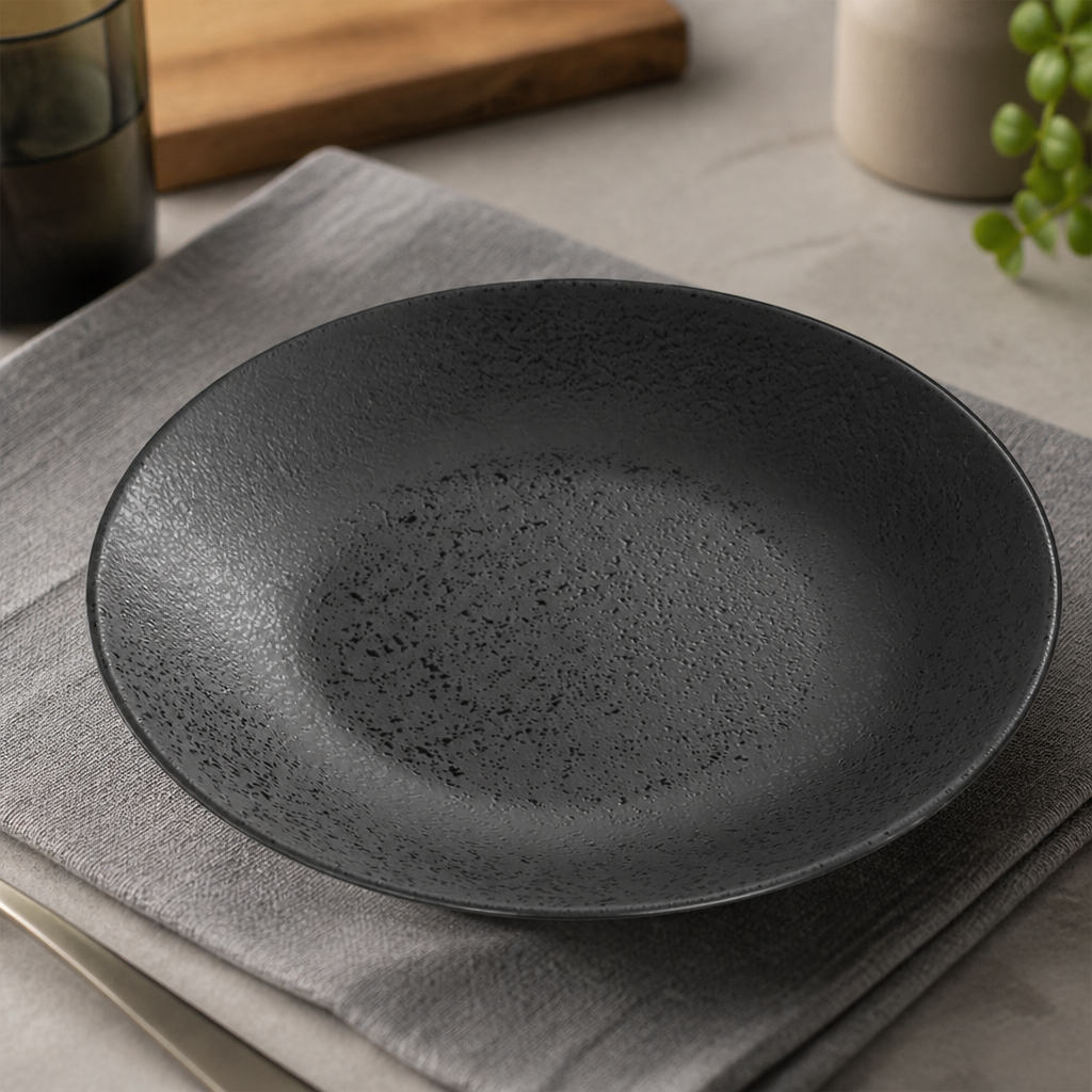 Commercial Pasta Bowls 202mm Black Set of 6 for Catering