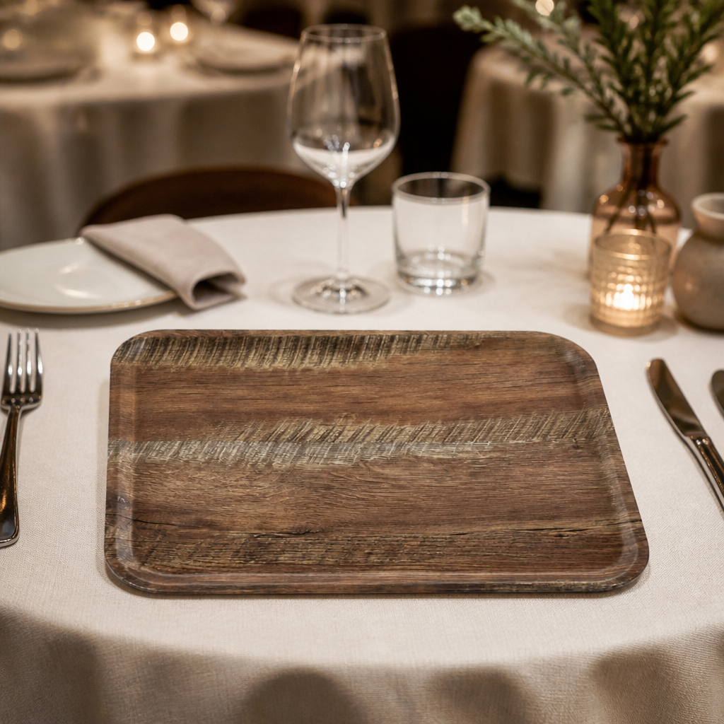 Commercial Dark Oak Laminate Rectangular Tray 460x360mm