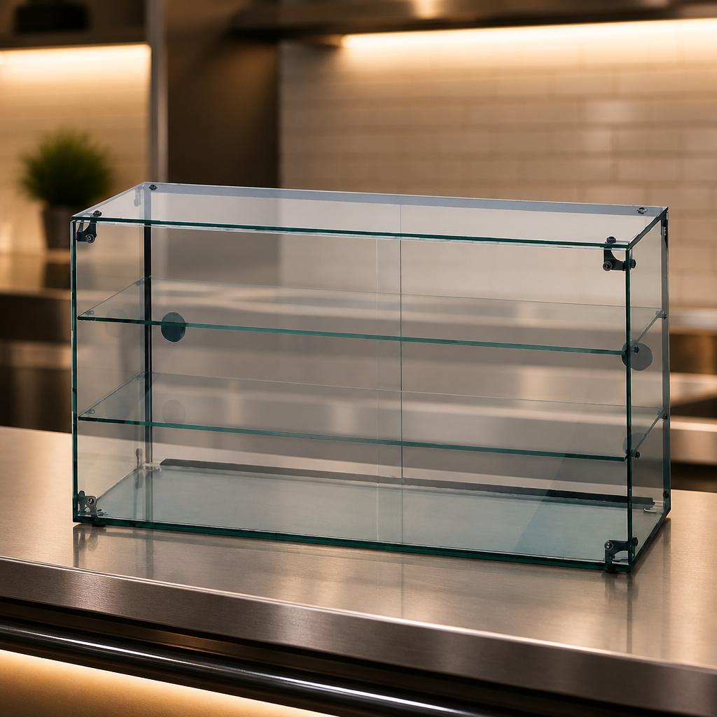 Commercial Ambient Display Cabinet with Glass Sides 883mm Wide