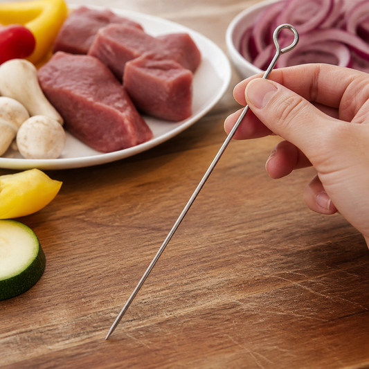 10" Stainless Steel Metal Skewer for Commercial Meat Preparation
