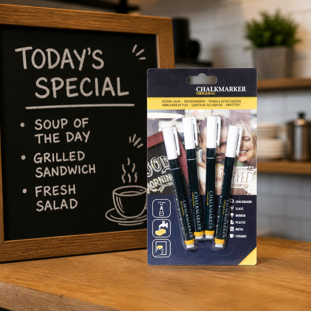 Liquid Chalk Markers 2mm 4 Pack for Non-Porous Surfaces