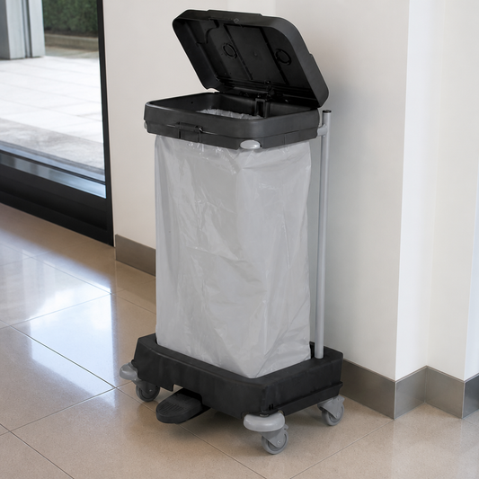Commercial Mobile Waste Sack Holder with Lid 120Ltr