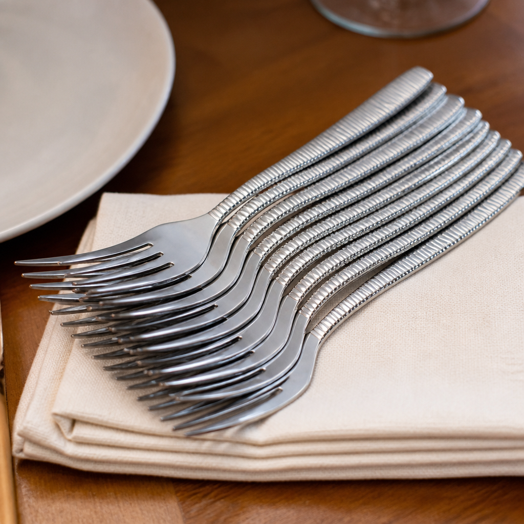 Commercial Bamboo Dessert Forks 12 Pack Elegant Cutlery Set
