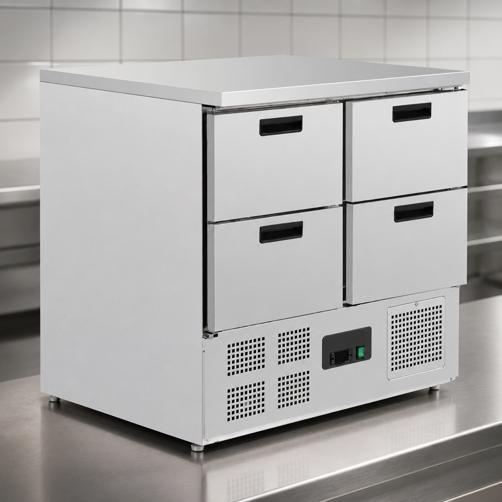 Commercial 4 Drawer Counter Fridge 240Ltr for kitchen use