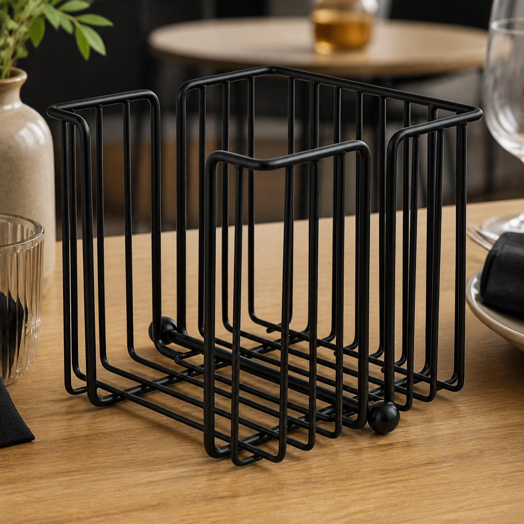 Commercial Napkin Holder Black Metal 190 x 190 x 180mm