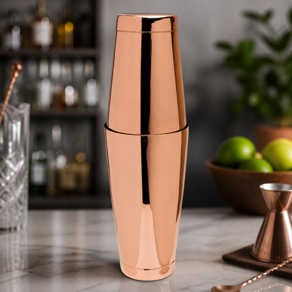 Copper Plated Boston Can Cocktail Shaker Set 18 oz & 28 oz