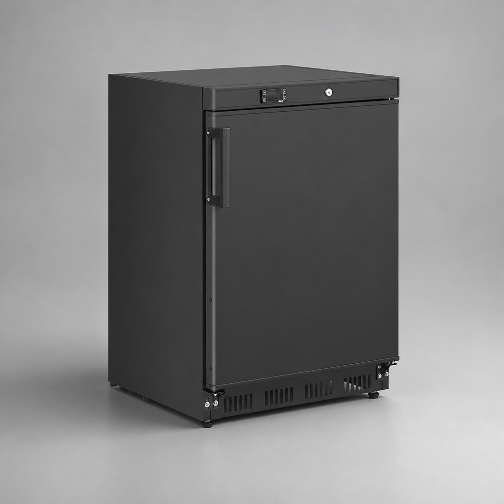 Commercial Undercounter Fridge 129L Capacity Black Steel