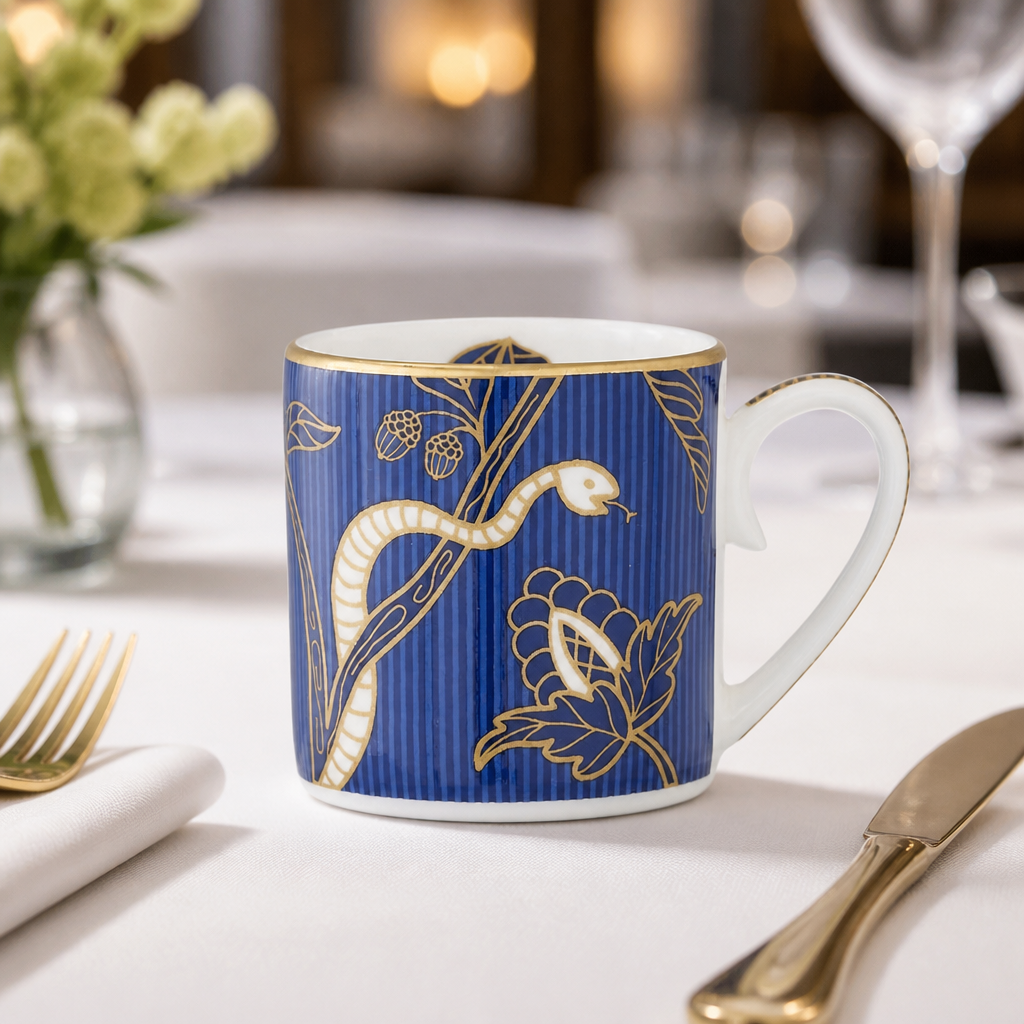 Commercial Bone China Coffee Can Cups 100ml Dark Blue 12 Pack