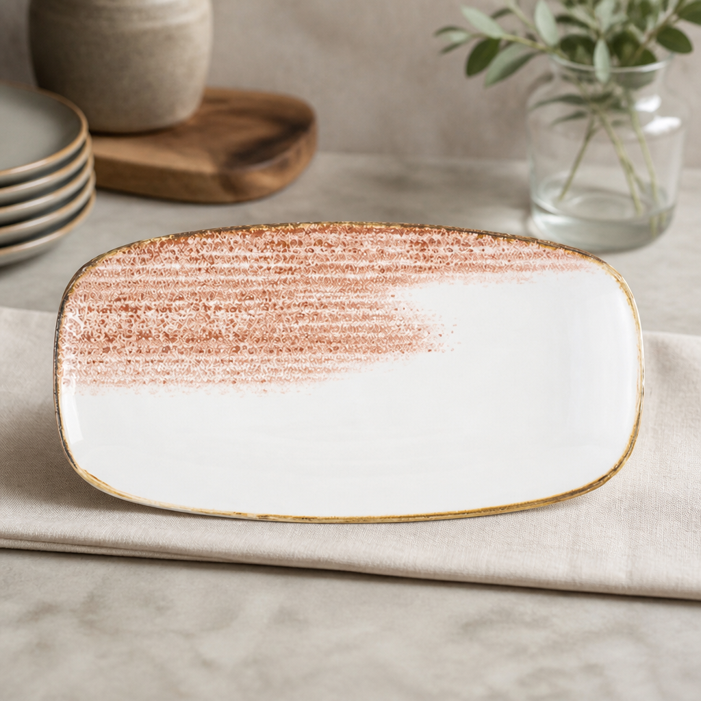 Commercial Oblong Plates 355x189mm Coral 6 Pack