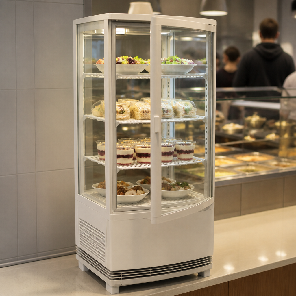86Ltr Commercial Countertop Display Fridge with Curved Door