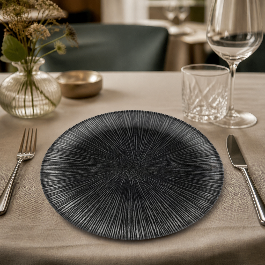 Commercial Coupe Plates Black 165mm for Catering - 12 Pack