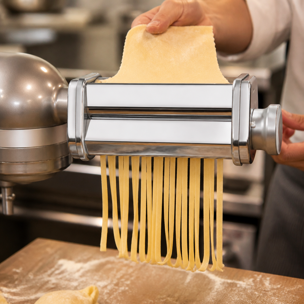 Commercial Pasta Machine with Roller and Cutter Attachments