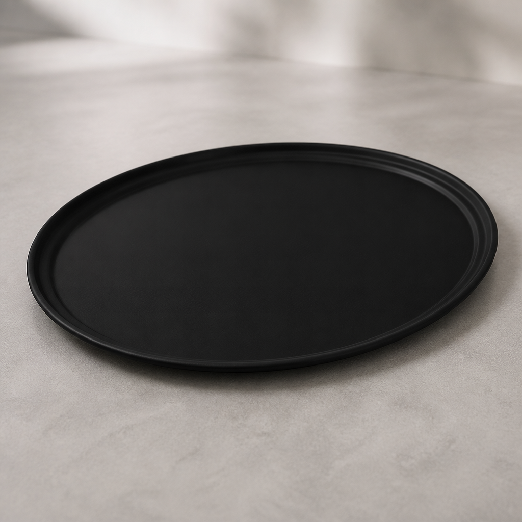 Commercial Fibreglass Non-Slip Tray Black 685mm Oval