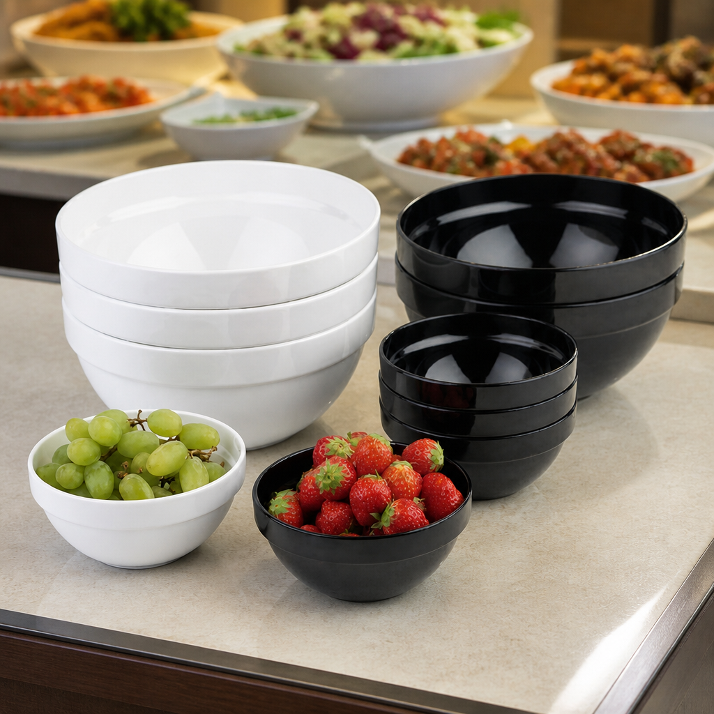Commercial 2.5Ltr Black Melamine Bowl for catering