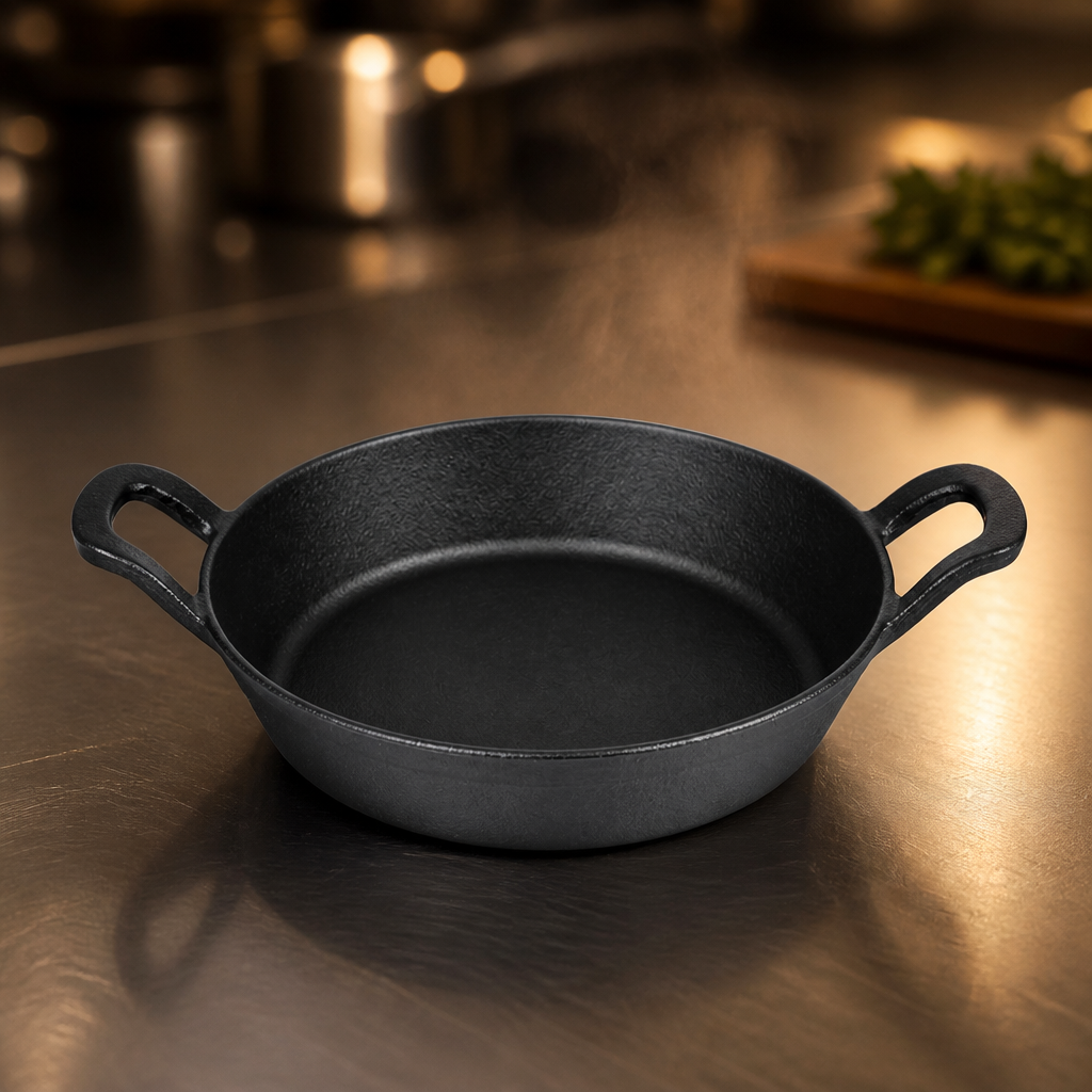 Round Cast Iron Eared Dish 180mm for serving tapas and appetizers