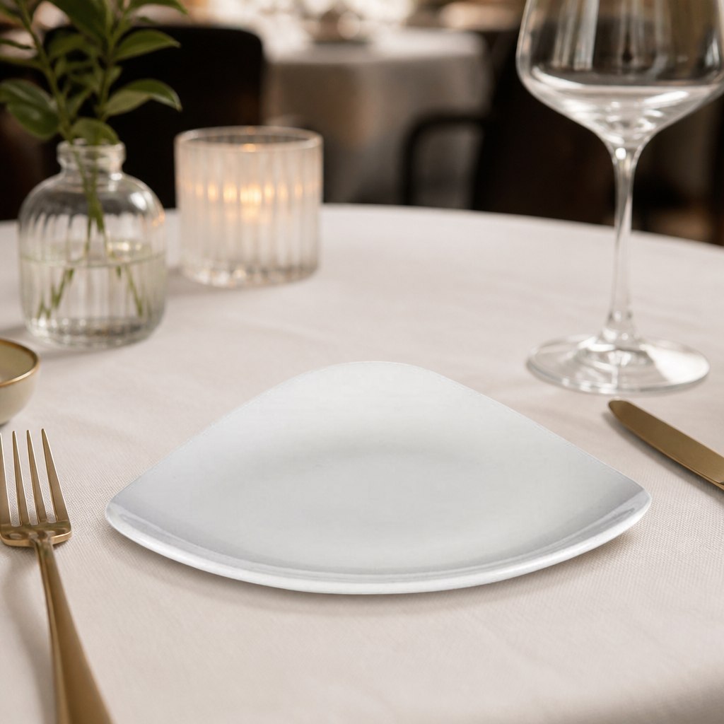 Commercial Triangle Plates 192mm Porcelain 12 Pack
