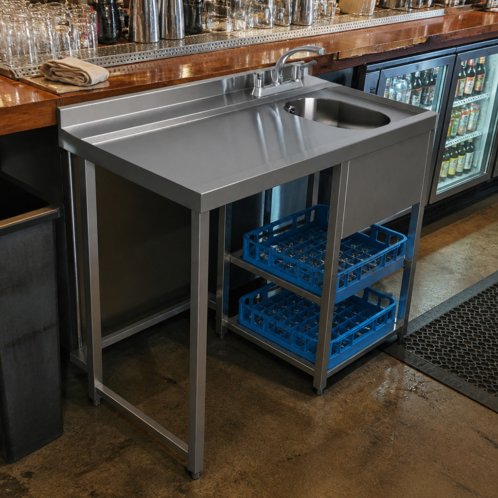 Commercial Modular Bar Glass Wash Station 4 Compartment