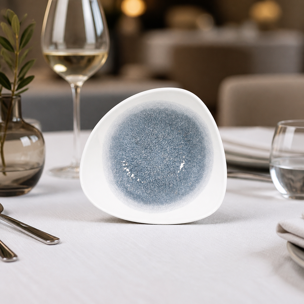 Commercial Triangular Bowls Topaz Blue 12 Pack