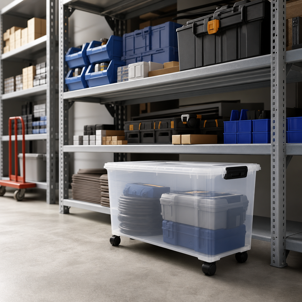 75L Clear Plastic Storage Box with Wheels