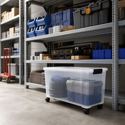 75L Clear Plastic Storage Box with Wheels