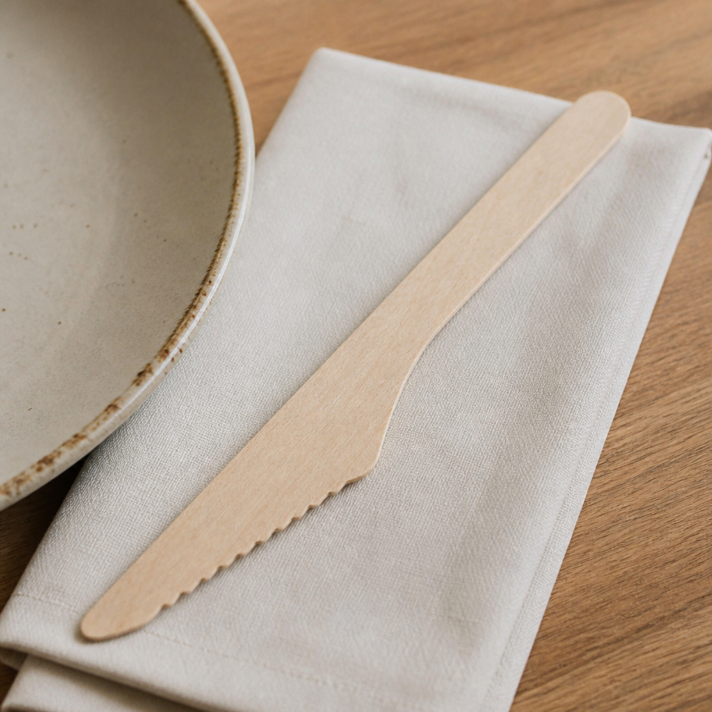 Compostable Wooden Knives 165mm 100 Pack Eco-Friendly Cutlery
