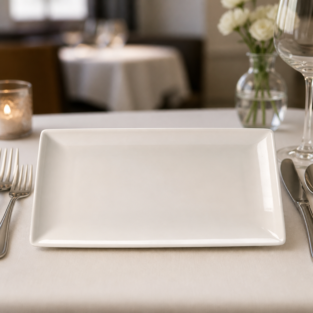 Commercial Porcelain Rectangle Plates 270mm - 6 Pack