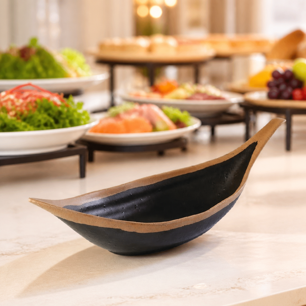 Commercial Leaf Bowl 305mm Brown Melamine Catering Equipment