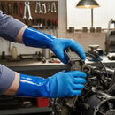 Premium Fully Coated PVC Gauntlet Gloves - Blue, Size 9, Chemical Resistant and Comfortable for Extended Wear
