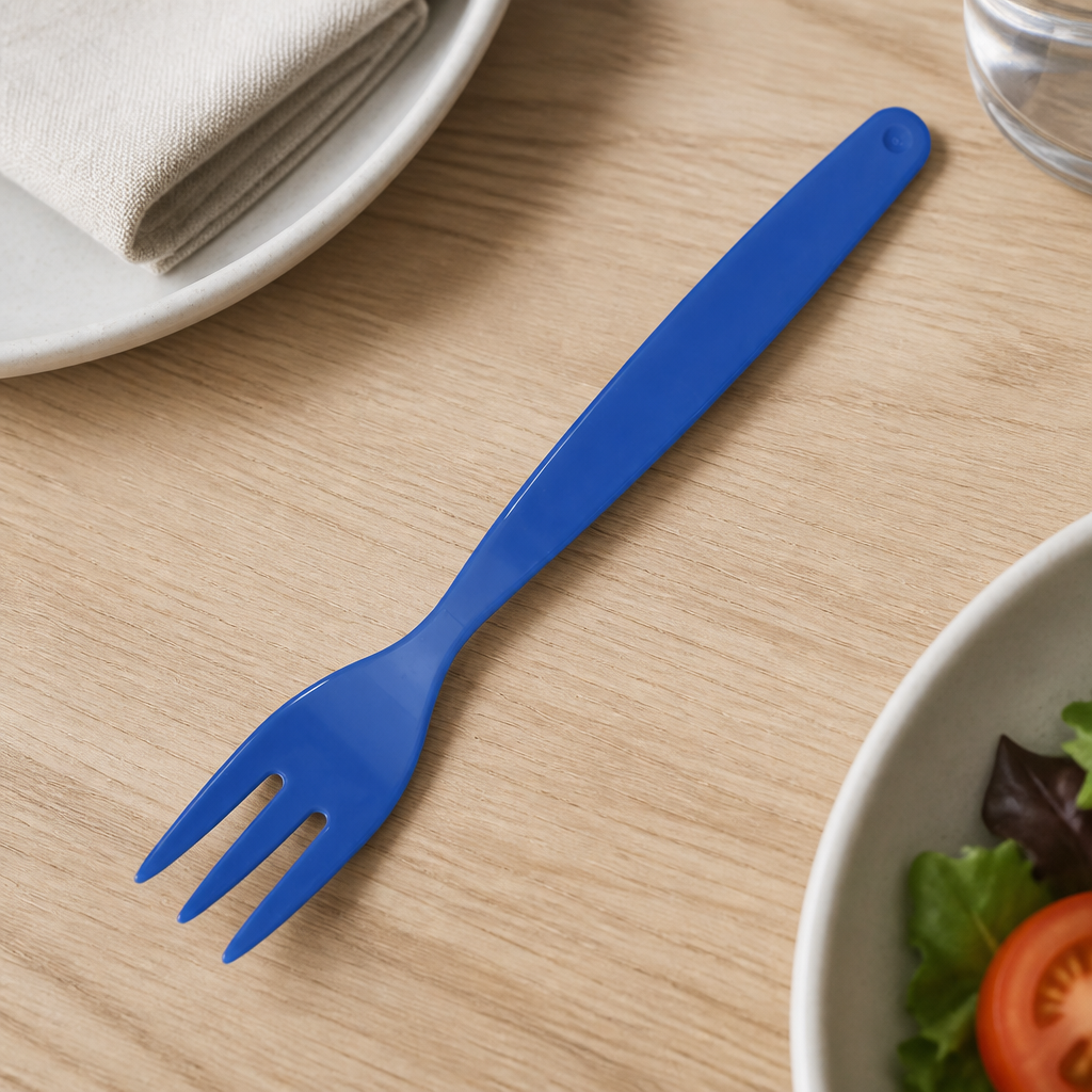 Commercial Polypropylene Table Forks Blue 12 Pack