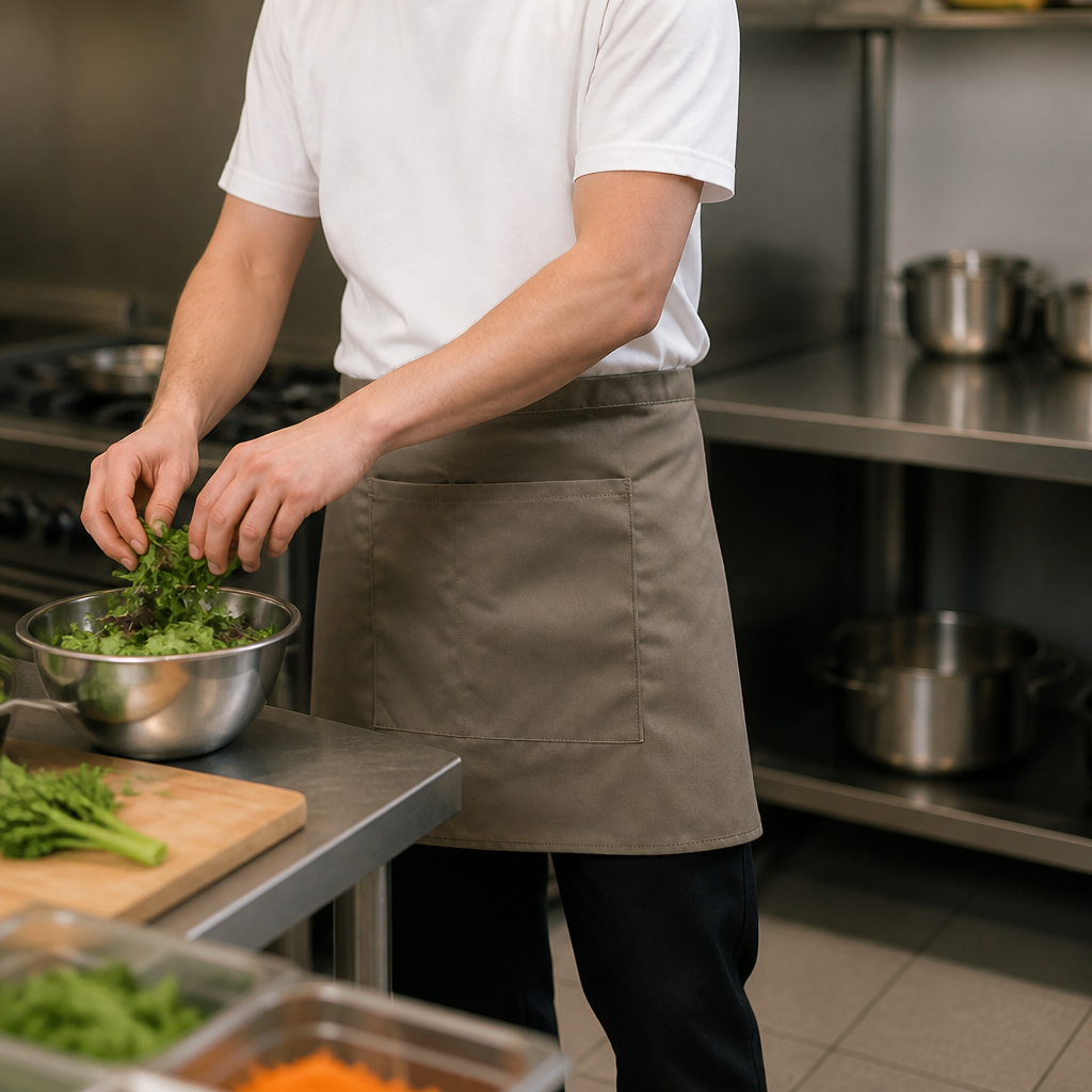 Commercial Staff Apron Olive 750mm x 373mm Machine-Washable