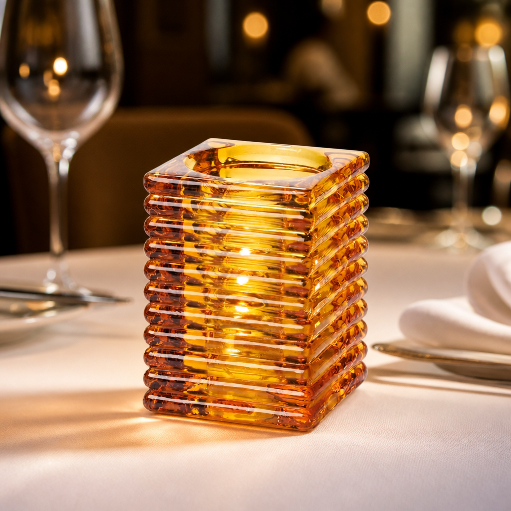 Commercial Amber Glass Table Lamp 73x105mm 6 Pack