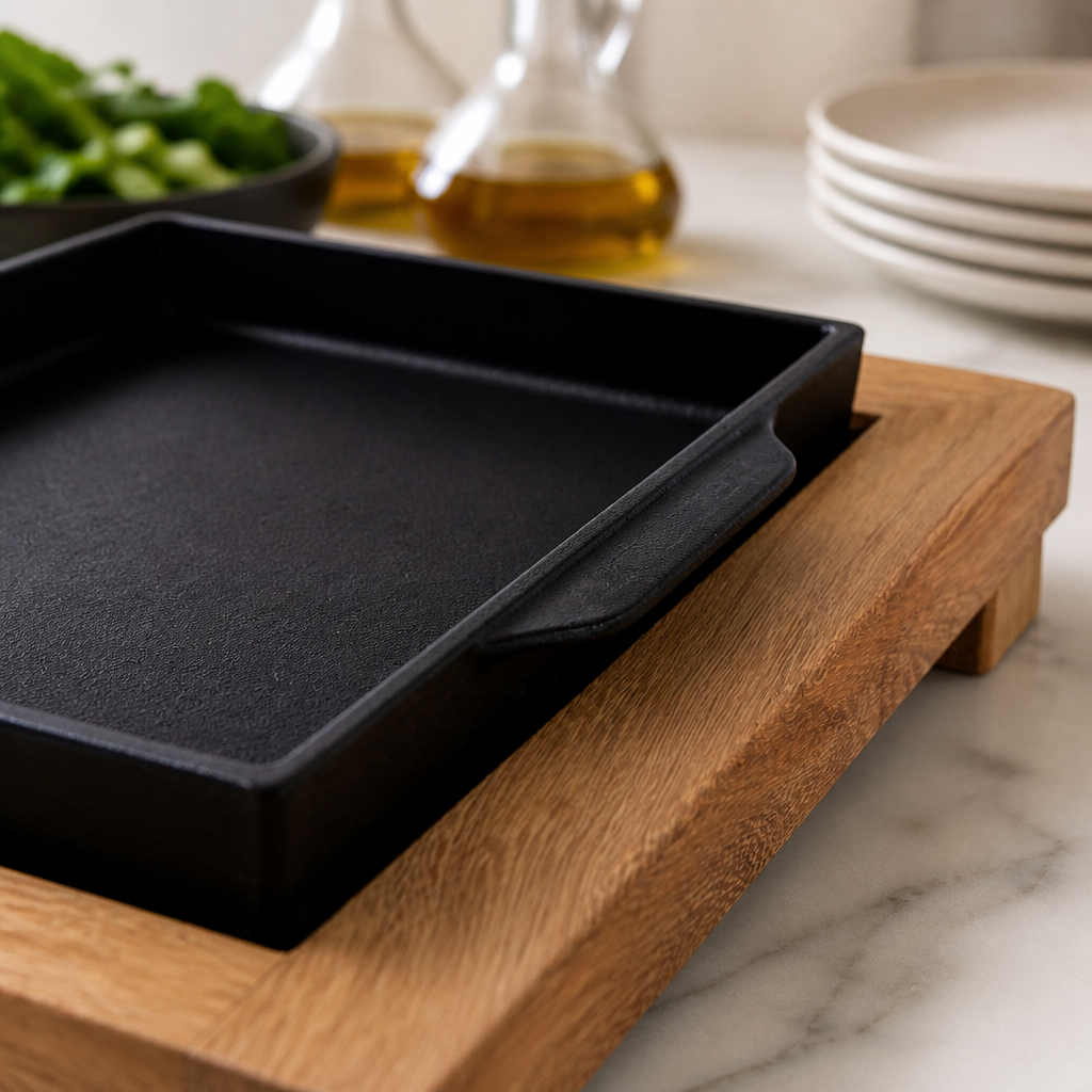 Commercial Cast Iron Service Tray 300x200mm Sizzler Platter