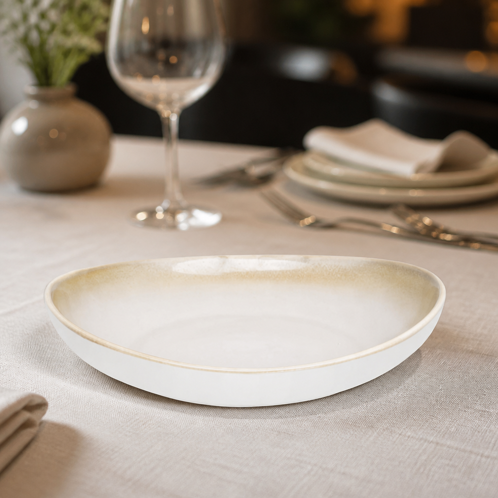 Set of 6 taupe wide bowls 208mm for commercial use